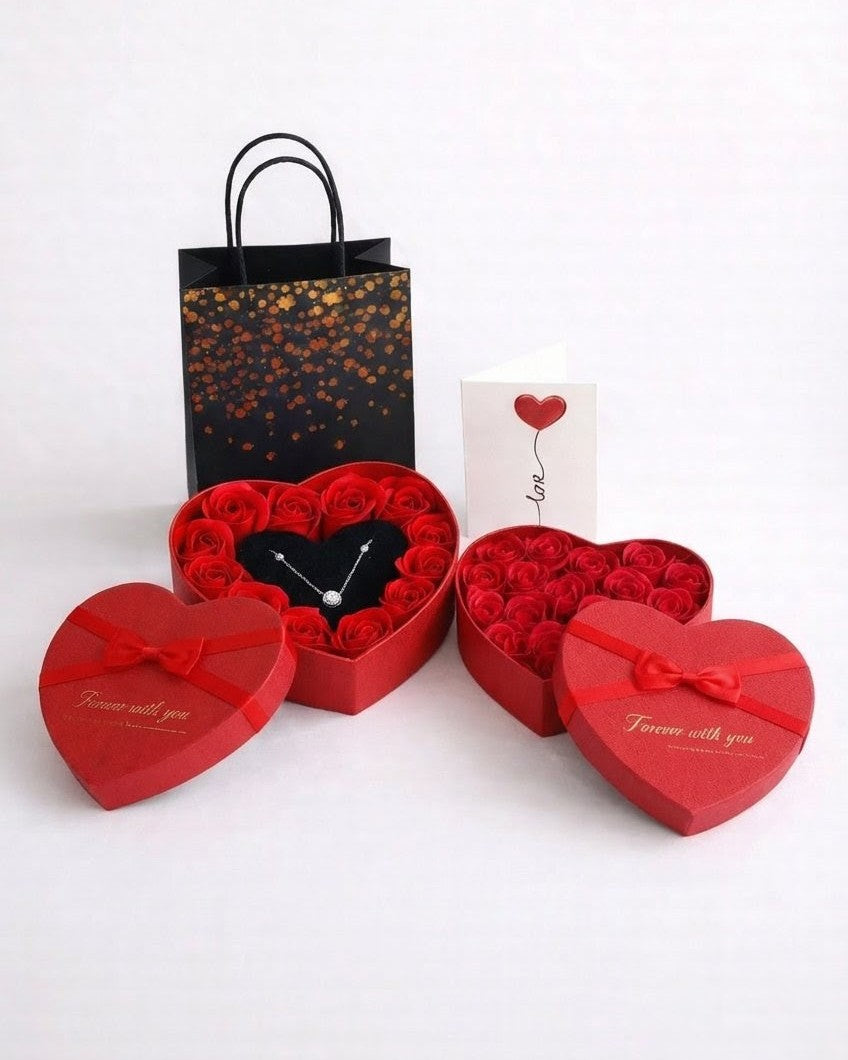 ❤️ Luxury Red Heart Rose Gift Box Set (Packaging Only)