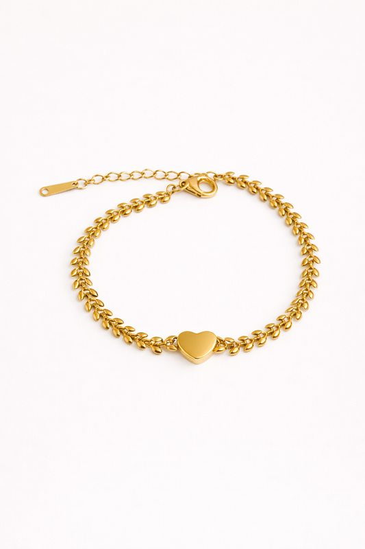 Leaf Heart Charm Bracelet