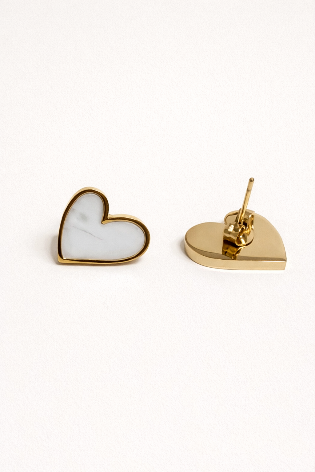 Heart Stud Earrings – Black / White (Waterproof Stainless Steel)