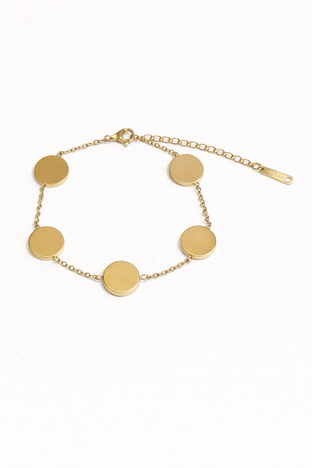 Roman Disc Charm Bracelet (Black / Pearl White) – Gold