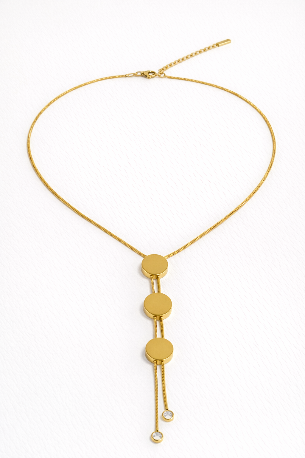 Triple Disc Drop Necklace (Gold)