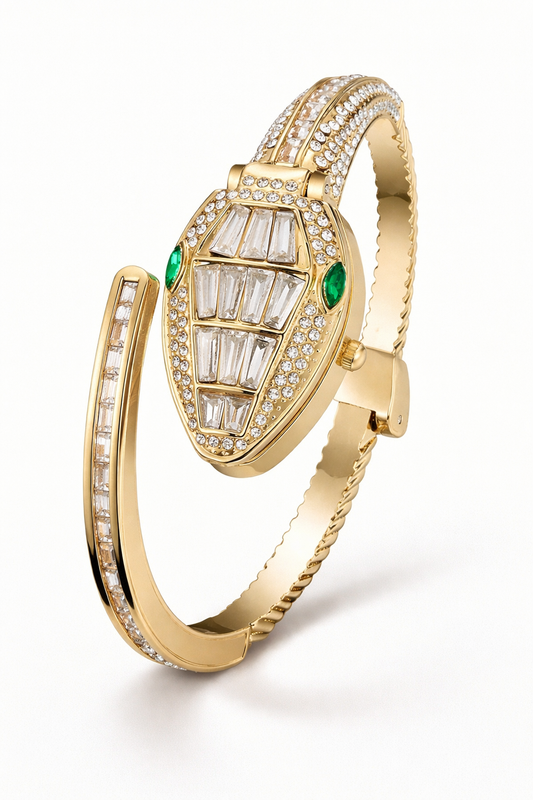 🤍 White Serpent Luxe Jewellery Watch