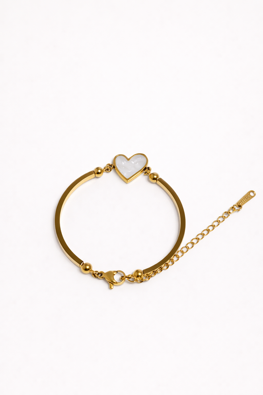 Heart Mother of Pearl Bracelet – Gold