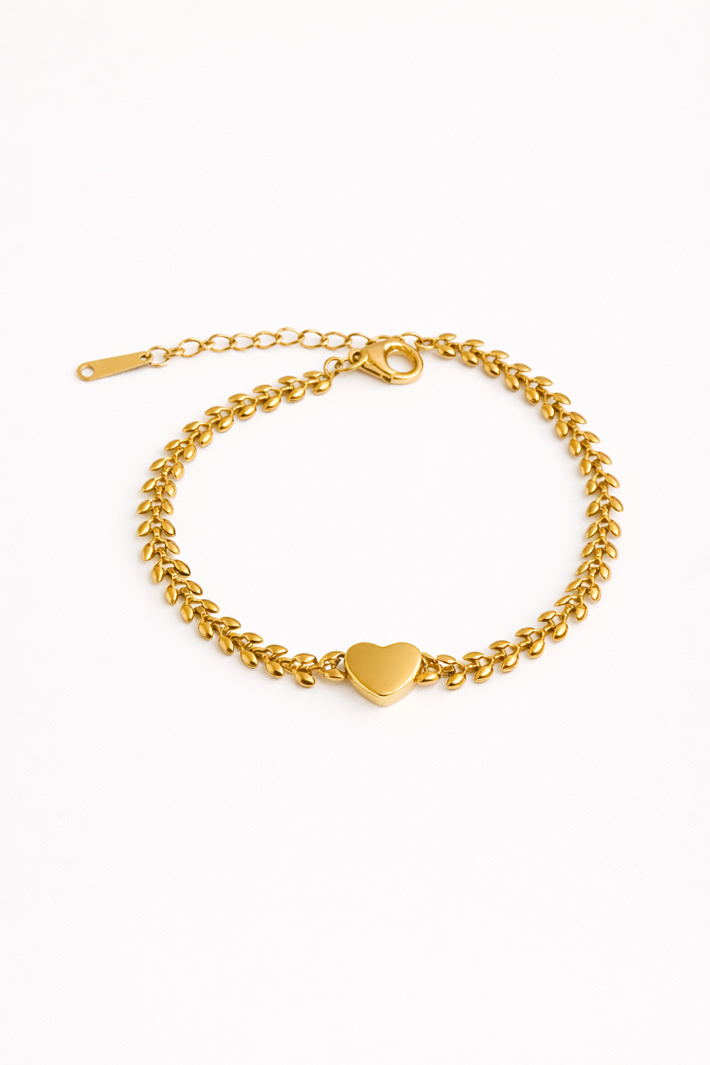 Leaf Heart Charm Bracelet