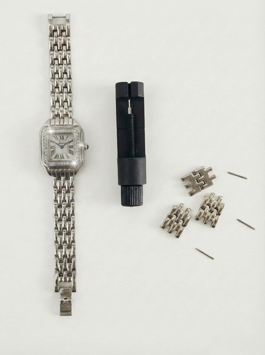 Silver Square Crystal Watch – Roman Dial