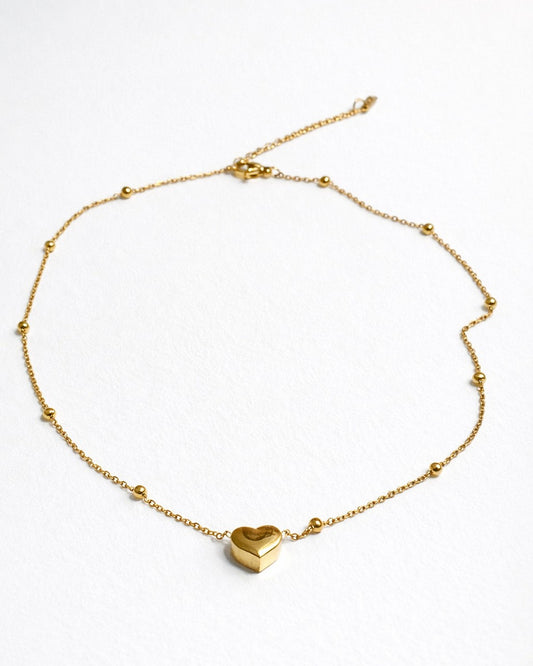 Premium Beaded Heart Necklace (Gold)