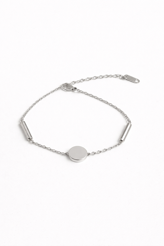 Roman Circle Bracelet (Silver & Black