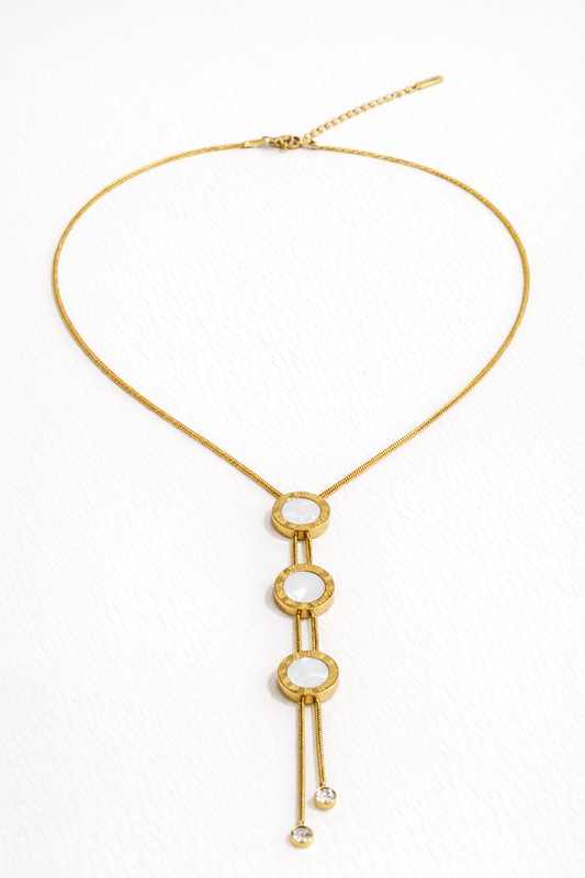 Triple Disc Drop Necklace (Gold)