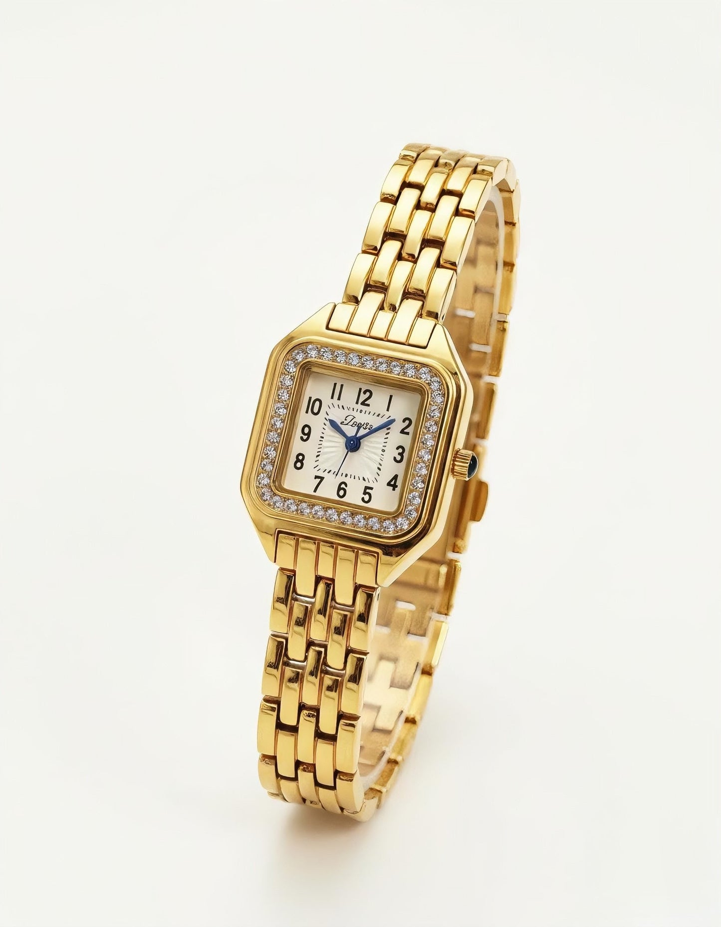 Gold Square Crystal Watch – Number Dial