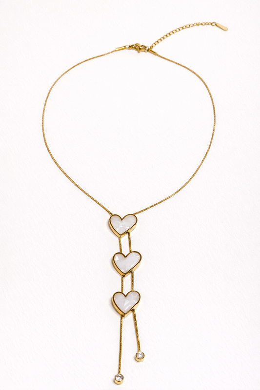 Triple Heart Drop Necklace – Waterproof Stainless Steel