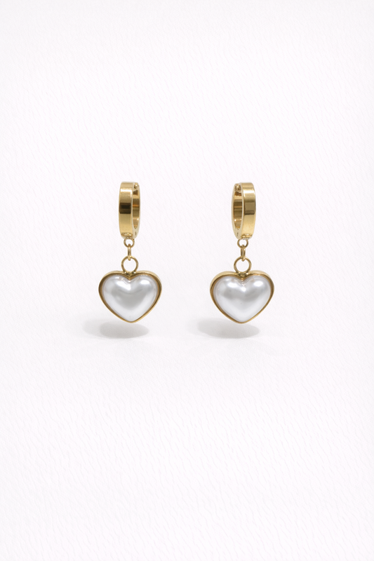 Pearl Heart Drop Earrings