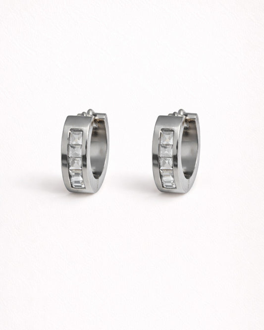 Crystal Baguette Hoop Earrings