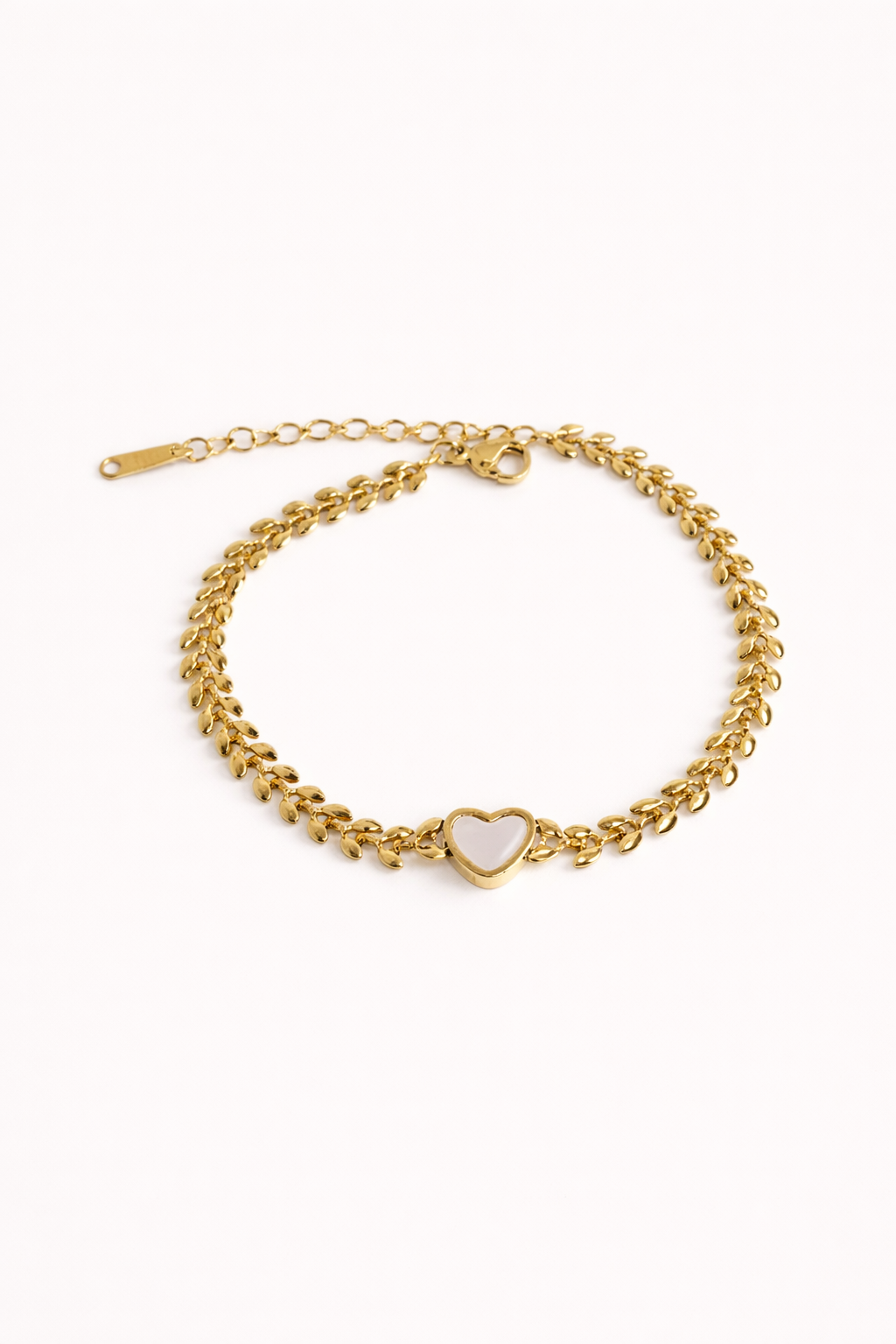 Leaf Heart Charm Bracelet