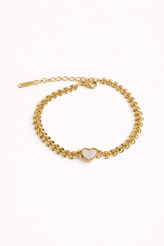 Leaf Heart Charm Bracelet
