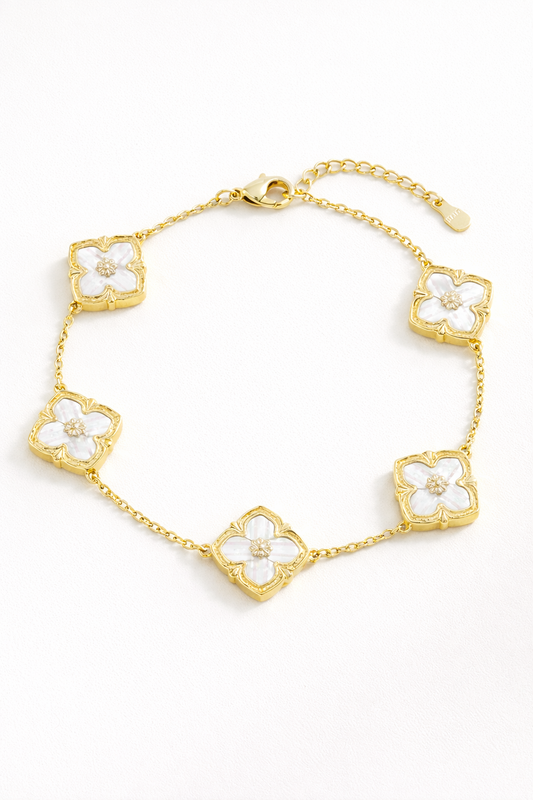 Mai Lux 4 Four-Leaf Clover Charm Bracelet – Gold Stainless Steel