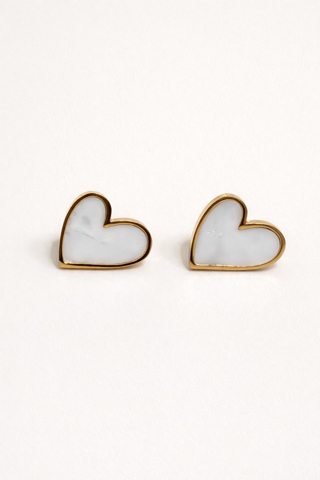 Heart Stud Earrings – Black / White (Waterproof Stainless Steel)