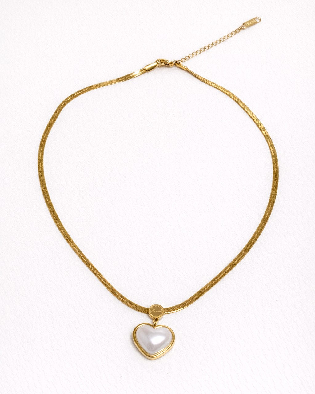 Heart Pearl Pendant Necklace (Gold)