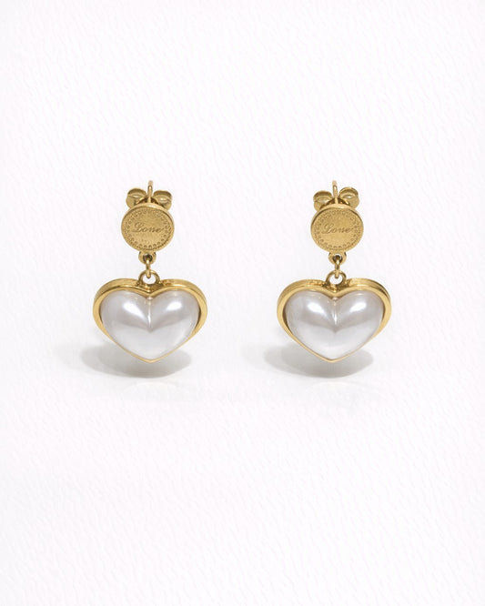 Love Heart Pearl Drop Earrings