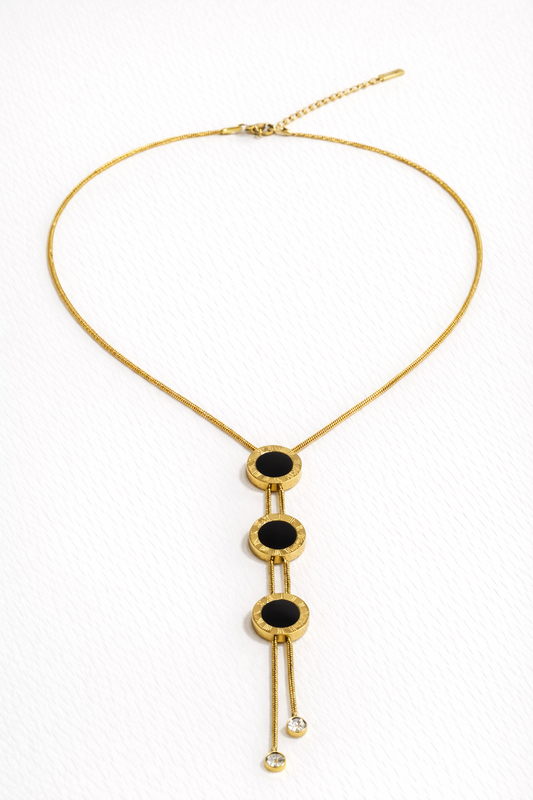 Triple Disc Drop Necklace (Gold)